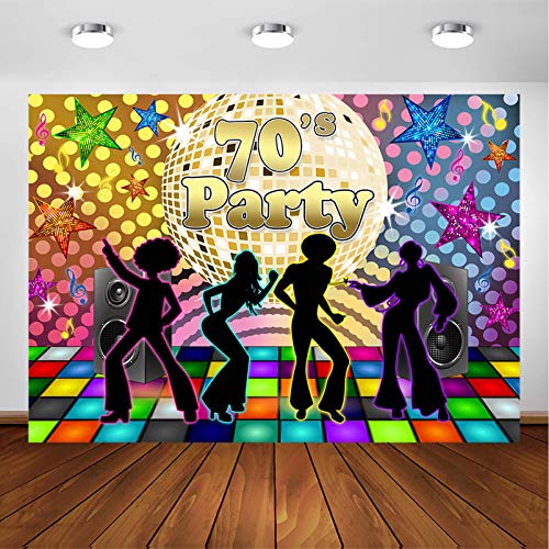 Avezano Back to 70s Party Backdrop for Adults Disco Party Decorations 1970's Retro Disco Ball Let's Glow Crazy Neon Dance Night Photoshoot Photo Booth Photography Background (7x5ft)