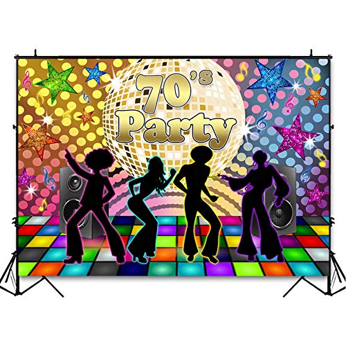 Avezano Back to 70s Party Backdrop for Adults Disco Party Decorations 1970's Retro Disco Ball Let's Glow Crazy Neon Dance Night Photoshoot Photo Booth Photography Background (7x5ft)