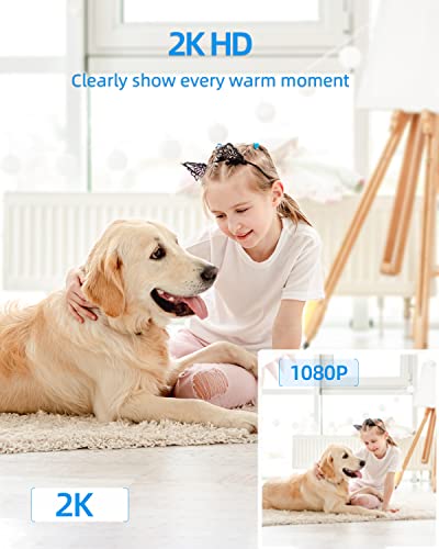 XIAOVV Home Security Cameras,2k 360 Degree 2.4ghz WiFi Security Camera,Privacy Mode,Night Vision Indoor Pet Camera with Alarm Push Phone app,SD&Cloud Storage