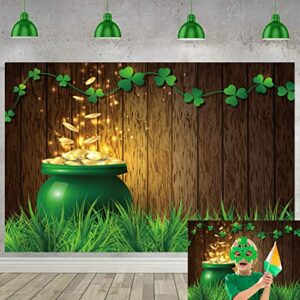 st.patricks day backdrop green shamrock gold pot lucky irish wooden wall photography background kids adult party decoration photo booth studio props 8×6