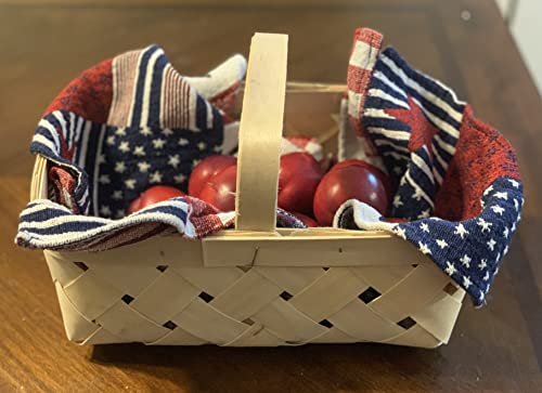 Natural Wooden Baskets, Farm Stand, 6 Quart with Handles, Produce Baskets, Use as a Planter, Make Gift Baskets 2 Pack