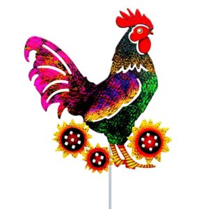 altsuceser metal rooster statues, outdoor garden chicken decor, chicken ornaments yard art for backyard patio lawn decorations d
