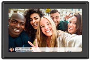 feelcare 10.1 inch 16gb smart wifi digital picture frame, send photos or small videos from anywhere, touch screen, 800×1280 ips lcd panel, portrait and landscape(black)
