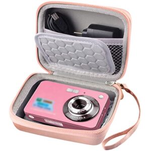 carrying & protective case for digital camera, abergbest 21 mega pixels 2.7″ lcd rechargeable hd/kodak pixpro/canon powershot elph 180/190 / sony dscw800 / dscw830 cameras for travel – rose gold