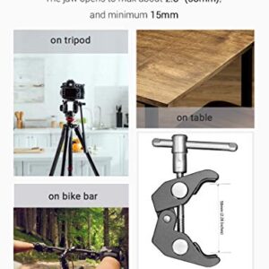 SMALLRIG Super Camera Clamp Mount, Double Ball Head Adapter, Fence Desk Table Mount for Ronin-M/Insta360/Gopro, Ball Head - 1138