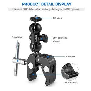 SMALLRIG Super Camera Clamp Mount, Double Ball Head Adapter, Fence Desk Table Mount for Ronin-M/Insta360/Gopro, Ball Head - 1138