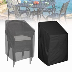 patio stackable chair cover, garden pool deck stacked chair waterproof furniture protector for 4-6 stacks of stools, 34″l x 26″w x 46″h