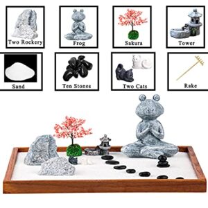 Zen Garden for Desk Jardin Zen Garden Kit Min Zen Garden Accessories Frog-Shaped 14 x 10 inch