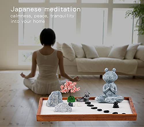 Zen Garden for Desk Jardin Zen Garden Kit Min Zen Garden Accessories Frog-Shaped 14 x 10 inch