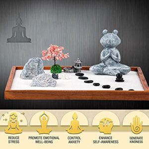 Zen Garden for Desk Jardin Zen Garden Kit Min Zen Garden Accessories Frog-Shaped 14 x 10 inch