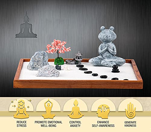 Zen Garden for Desk Jardin Zen Garden Kit Min Zen Garden Accessories Frog-Shaped 14 x 10 inch