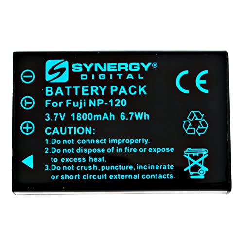 Synergy Digital SDNP120 Lithium-Ion Battery - Rechargeable Ultra High Capacity (3.7V 1800 mAh) - Replacement for Fuji NP-120, Pentax D-LI7 & Ricoh DB-43 Batteries