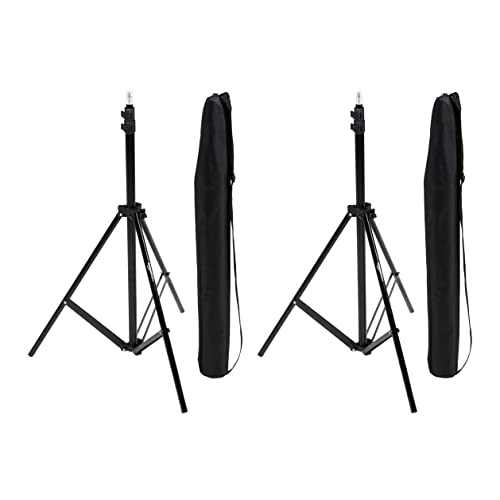 Amazon Basics Aluminum Light Photography Tripod Stand with Case - Pack of 2, 2.8 - 6.7 Feet, Black