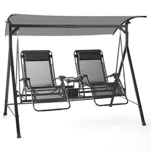Garden Winds Replacement Canopy Top Cover Compatible with The Mainstays Oversized Double Zero Gravity Swing - Slate Gray - RipLock 350