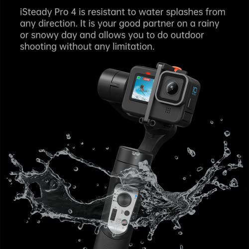 Hohem iSteady Pro 4 Action Camera Gimbal 3-Axis Splashproof Stabilizer for GoPro Hero 11/10/9/8/7/6/5/4/3,DJI OSMO Action,Insta360 ONE R,Sony RX0,Quick Mounting,14Hrs Runtime