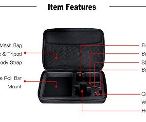 TEKCAM Large Carrying Case Action Camera Storage Bag Compatible with Gopro Hero 11 10 9 8 7 6 5/AKASO EK7000 Brave 4 V50X Brave 7LE/Dragon Touch/APEXCAM/Vemont 4K Action Camera Travel Carry Case