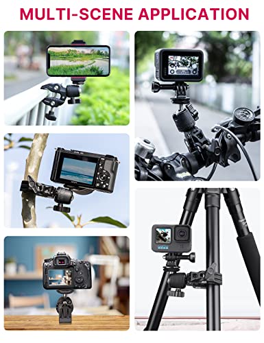 Camera Clamp Mount Accessories for Gopro - ULANZI R099 Super Clamp Ball Head Mount 1.5kg/3.3lb Loading Metal Bike Motorcycle Handlebar Attachments for DSLR Gopro Hero 5/6/7/8/9/10/11 Black/Insta 360