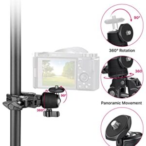 Camera Clamp Mount Accessories for Gopro - ULANZI R099 Super Clamp Ball Head Mount 1.5kg/3.3lb Loading Metal Bike Motorcycle Handlebar Attachments for DSLR Gopro Hero 5/6/7/8/9/10/11 Black/Insta 360