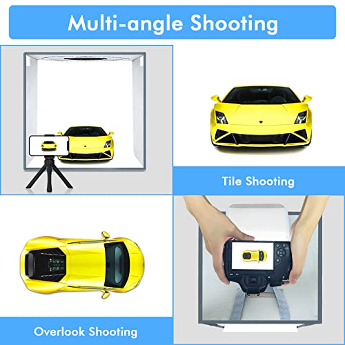 PULLINE Photo Light Box 160 LED 12''x12'' Dimmable Light Box Photography, Portable Photo Studio with Phone Tripod & 6 Backdrops, Folding Shooting Tent Kit for Jewelry/Small Items Product Photography