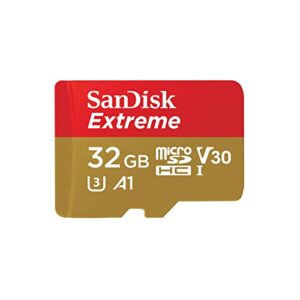 sandisk 32gb extreme microsdhc uhs-i memory card with adapter – up to 100mb/s, c10, u3, v30, 4k, a1, micro sd – sdsqxaf-032g-gn6ma