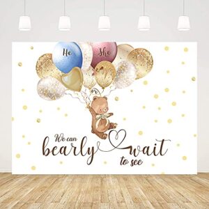 ablin 8x6ft bear gender reveal backdrop we can bearly wait banner colorful balloons photography background he or she we can bearly wait to see gender reveal decorations props cq178-8×6