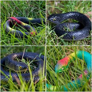 Xsltkby Rubber Snakes to Keep Birds Away - 4 PCS Realistic Fake Rubber Snake for Garden Props to Scare Birds, Squirrels and Mice