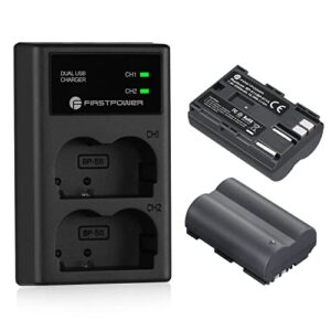 FirstPower BP-511 BP-511a Battery 2-Pack 2200mAh and Dual USB Charger for Canon EOS 5D 10D 20D 20Da 30D 40D 50D 300D D30 D60 and More Camera