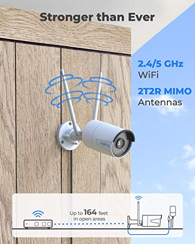 REOLINK Security Camera Outdoor, 4MP Plug-in WiFi Security Cameras System for Home, 2.4/5Ghz WiFi, Night Vision, IP66 Waterproof, Smart Person/Vehicle Detection, Works with Google Assistant, RLC-410W