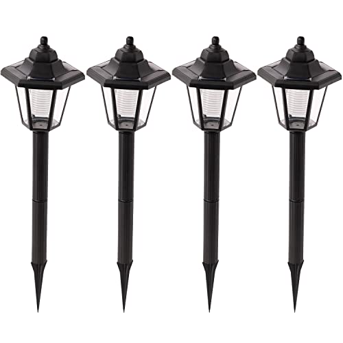 LAUREL CANYON 4 Pack Solar Pathway Lights, LED Bulbs Solar Walkway Lights Auto On/Off, Outdoor Landscape Lights for Garden, Lawn, Path, Yard Black