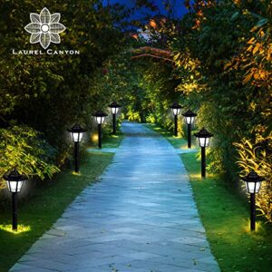 LAUREL CANYON 4 Pack Solar Pathway Lights, LED Bulbs Solar Walkway Lights Auto On/Off, Outdoor Landscape Lights for Garden, Lawn, Path, Yard Black