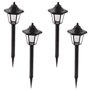 LAUREL CANYON 4 Pack Solar Pathway Lights, LED Bulbs Solar Walkway Lights Auto On/Off, Outdoor Landscape Lights for Garden, Lawn, Path, Yard Black