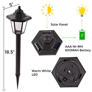 LAUREL CANYON 4 Pack Solar Pathway Lights, LED Bulbs Solar Walkway Lights Auto On/Off, Outdoor Landscape Lights for Garden, Lawn, Path, Yard Black