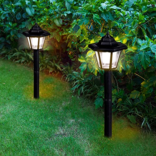 LAUREL CANYON 4 Pack Solar Pathway Lights, LED Bulbs Solar Walkway Lights Auto On/Off, Outdoor Landscape Lights for Garden, Lawn, Path, Yard Black
