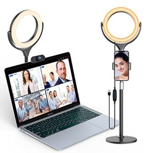 computer ring light for video conference lighting, elitehood desktop ring light with stand for laptop, 8 inch light ring for zoom meeting, video recording/make up/live streaming//online video call