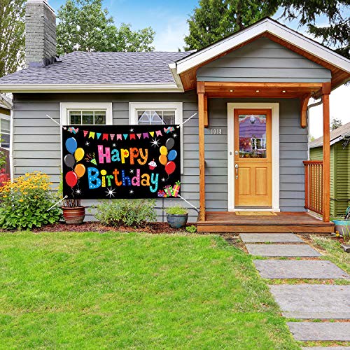 Colorful Happy Birthday Party Decorations Rainbow Birthday Banner Backdrop Large Happy Birthday Yard Sign Backgroud It's My Birthday Party Indoor Outdoor Decorations Supplies for Boys Kids Girls