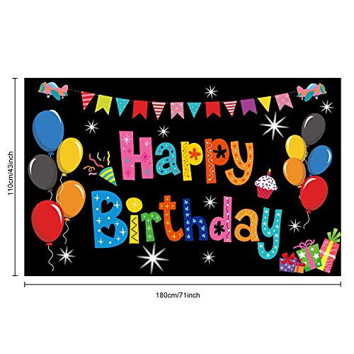 Colorful Happy Birthday Party Decorations Rainbow Birthday Banner Backdrop Large Happy Birthday Yard Sign Backgroud It's My Birthday Party Indoor Outdoor Decorations Supplies for Boys Kids Girls