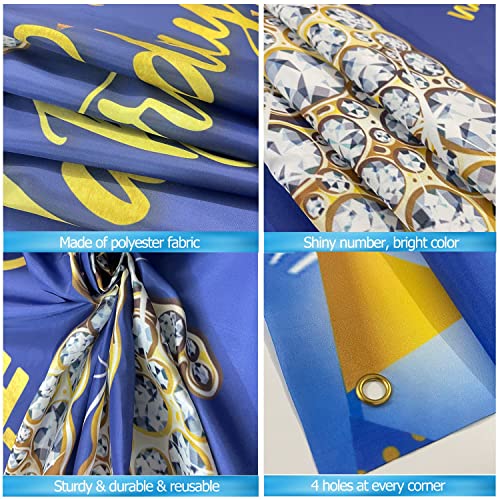 70th Birthday Decorations Backdrop Banner for Men, Happy 70th Birthday Decorations Men, Blue Birthday Photography Background, 70 Year Old Birthday Party Sign Poster Decor Fabric 6.1ft x 3.6ft PHXEY