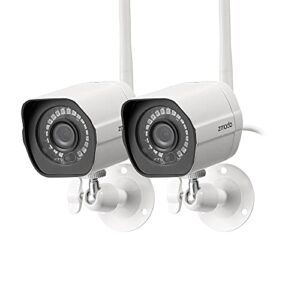 zmodo outdoor wireless (2 pack), 1080p full hd home security camera system, works with alexa and google assistant, white (zm-w0002-2)