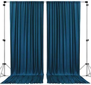 ak trading co. 10 feet x 8 feet polyester backdrop drapes curtains panels with rod pockets – wedding ceremony party home window decorations – dark teal (drape5x8-dkteal-2pack)