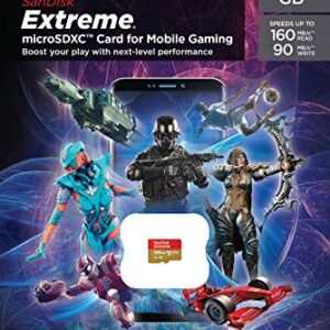 SanDisk 128GB Extreme for Mobile Gaming microSD UHS-I Card - C10, U3, V30, 4K, A2, Micro SD - SDSQXA1-128G-GN6GN