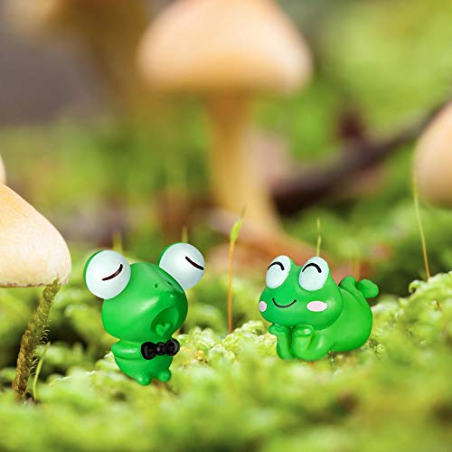 WILLBOND Cute Frog Miniature Figurines Mini Garden Frog Ornaments Animals Model Fairy Garden Miniature Moss Landscape DIY Craft for Home Party Decoration Supplies (24 Pieces)