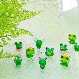 WILLBOND Cute Frog Miniature Figurines Mini Garden Frog Ornaments Animals Model Fairy Garden Miniature Moss Landscape DIY Craft for Home Party Decoration Supplies (24 Pieces)