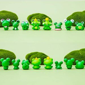 WILLBOND Cute Frog Miniature Figurines Mini Garden Frog Ornaments Animals Model Fairy Garden Miniature Moss Landscape DIY Craft for Home Party Decoration Supplies (24 Pieces)