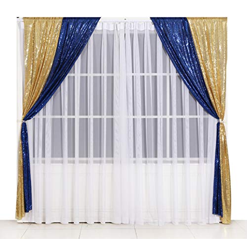 SquarePie Sequin Curtain 2FT x 8FT Navy Blue 2 Panels Backdrop for Wedding Party Independence Day