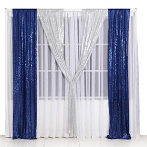 SquarePie Sequin Curtain 2FT x 8FT Navy Blue 2 Panels Backdrop for Wedding Party Independence Day