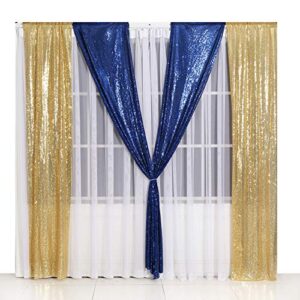 SquarePie Sequin Curtain 2FT x 8FT Navy Blue 2 Panels Backdrop for Wedding Party Independence Day