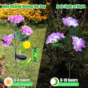 Solar Outdoor Lights Decorative, Solar Garden Lights Outdoor Waterproof, Realistic Hydrangea Flower Lights, Solar Yard Lights Garden Decor for Outside 3 Pack