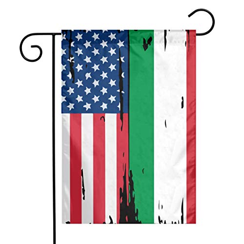 American Italian Flag Garden Yard Flag 12"x 18" Welcome House Flag Banners for Patio Lawn Outdoor Home Decor