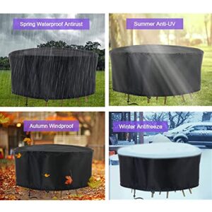 Rilime Patio Furniture Set Cover Round, Waterproof Round Patio Table Cover Outdoor Furniture Covers for Patio Furniture(73" D x 43" H)