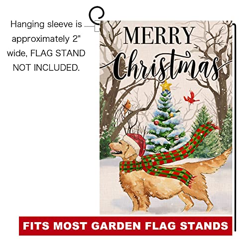 Christmas Dog Garden Flag 12x18 Vertical Double Sided Merry Christmas Trees Farmhouse Winter Holiday Outside Decorations Burlap Yard Flag BW217